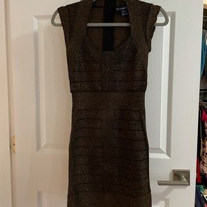 French Connection Black Gold Dress Sz 0